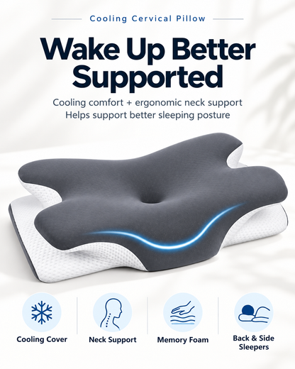 Ergonomic Cooling Memory Foam Pillow – Posture & Neck Support