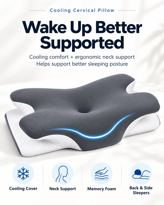 Ergonomic Cooling Memory Foam Pillow – Posture & Neck Support