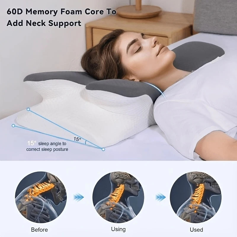 Ergonomic Cooling Memory Foam Pillow – Posture & Neck Support